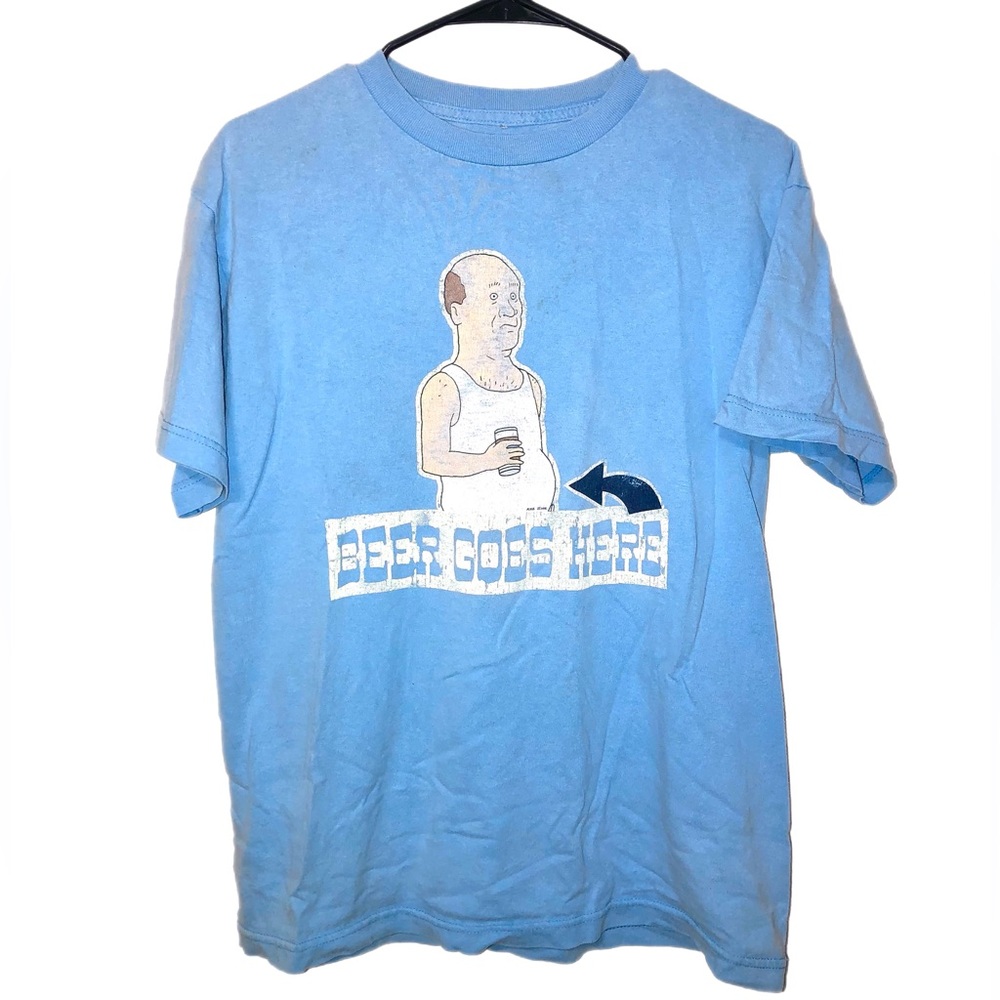 Vintage King of the Hill Beer Goes Here Blue T-Shirt Graphic Tee